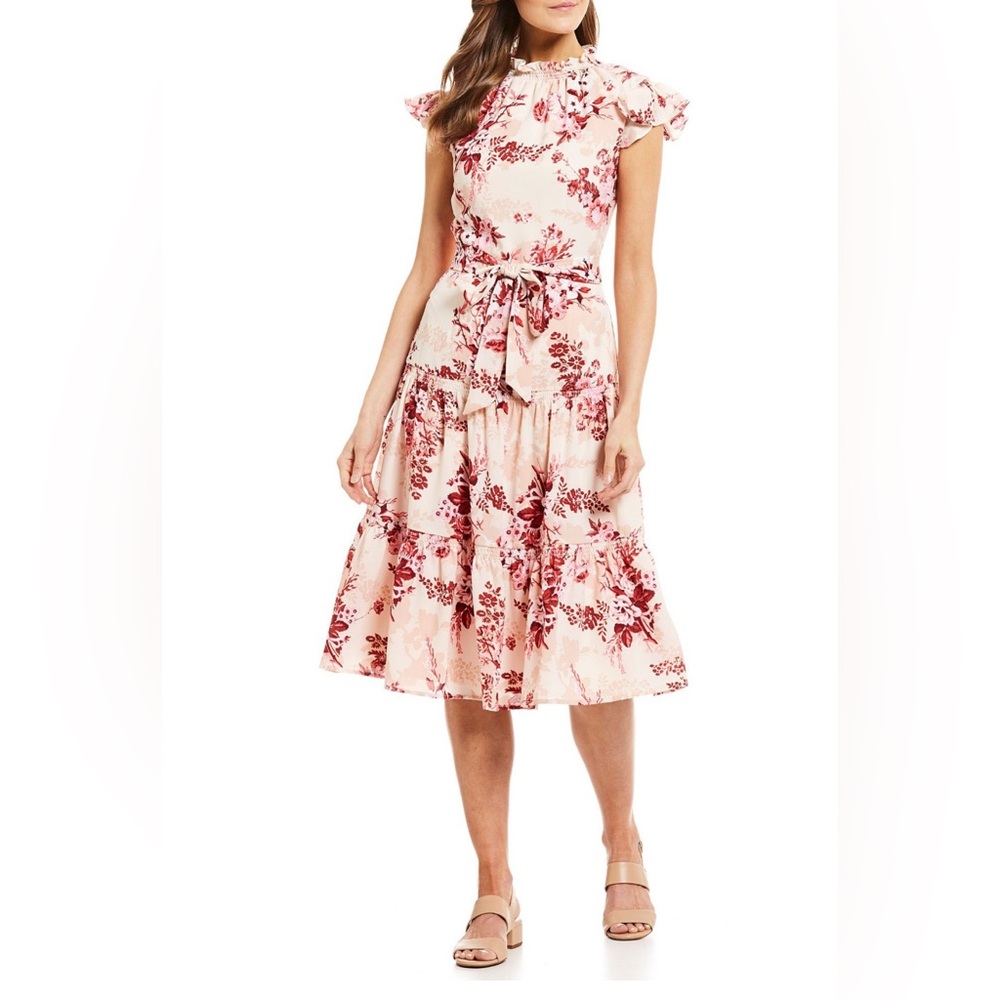 Alex Marie Tiered A-Line Floral Midi Dress size 10